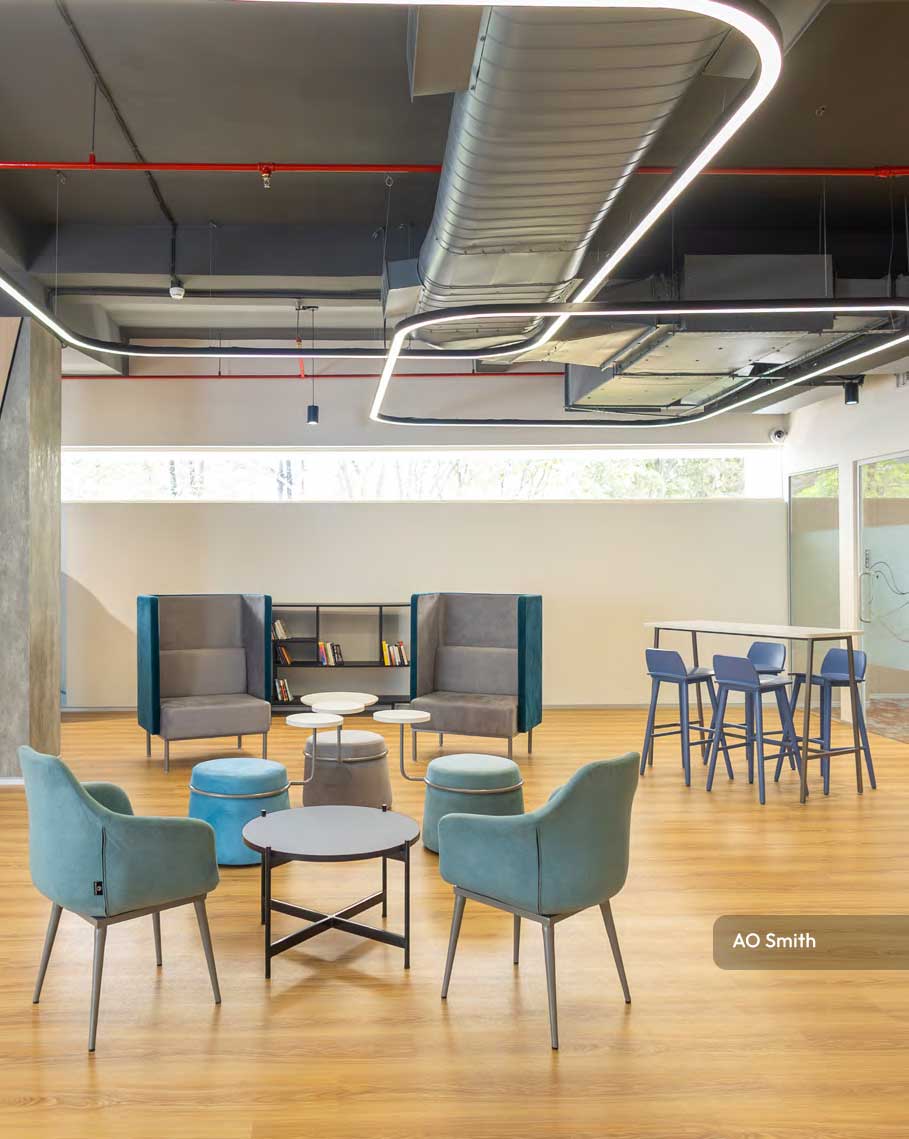 Custom office furniture in a modern workspace