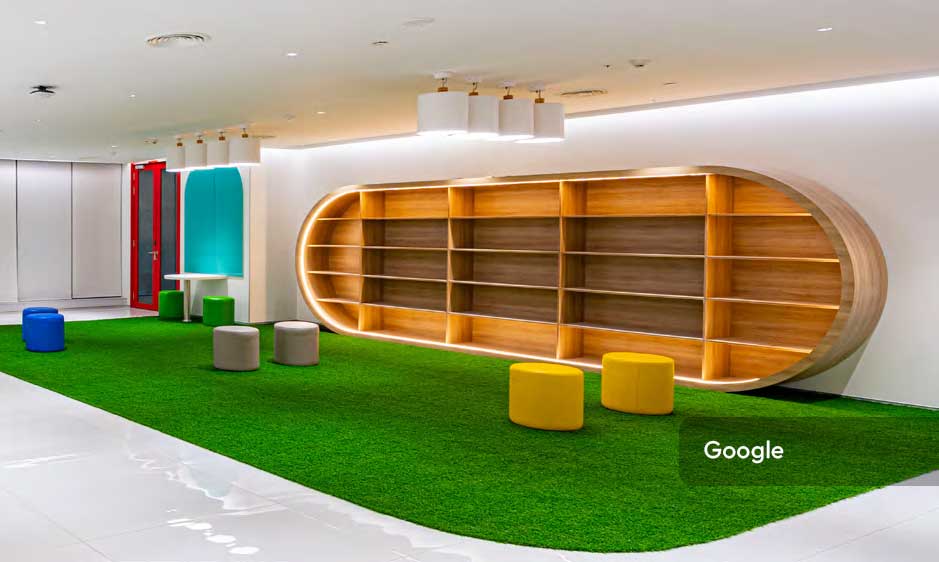 Spacious luxury lounge with custom-designed sofas